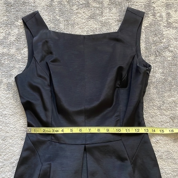 Reiss Alessia Black Satin Pleated Fit Flare Square Neck Sleeveless Mini Dress 4 - Picture 8 of 13